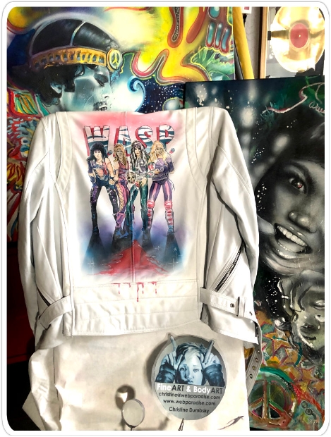 airbrush lederjacke motorrad leder jacke music rock wasp webparadise dumbsky