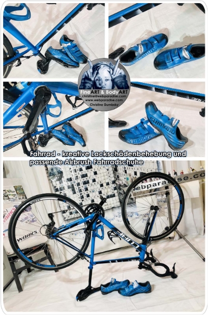 Fahrradschuhe airbrush handbemalt passend zum Fahrrad