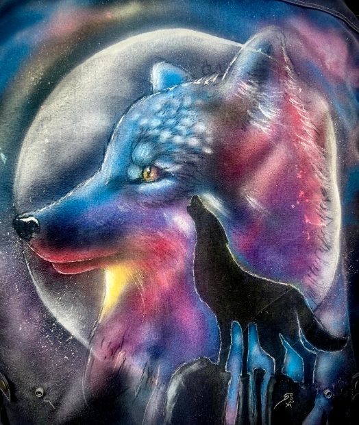 airbrush jacke jeans bemalen lassen wolf best of christine dumbsky top 10_5207_1